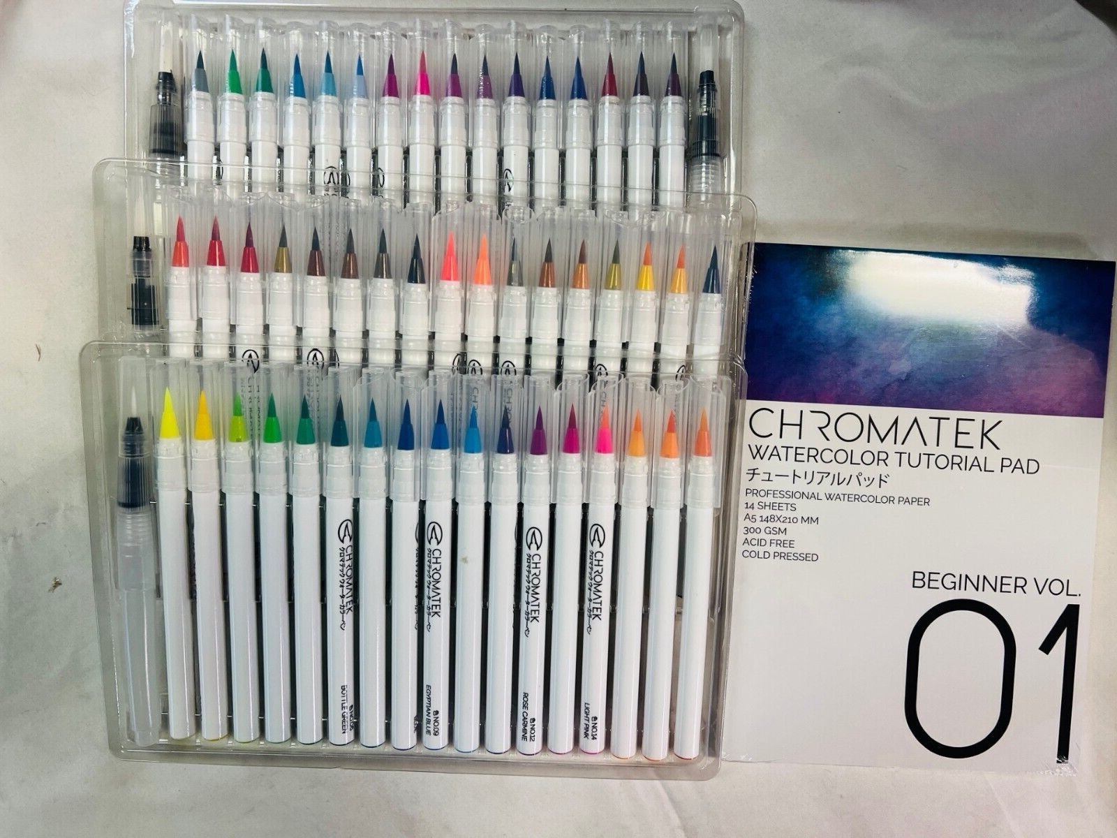 CHROMATEK 54 Watercolor Pens Set 4 Aquapens & 50 Unique Colors | Real Brush Pens