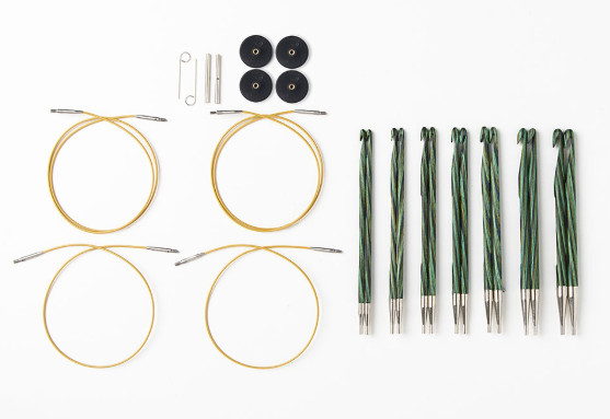Tunisian Crochet Hook Set Interchangeable Circular Needles Kit w/ Cables