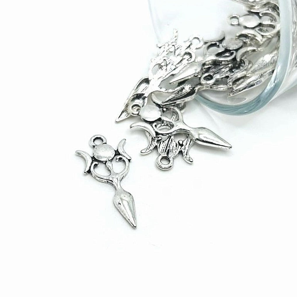 Silver Triple Moon Goddess Charms – US Seller