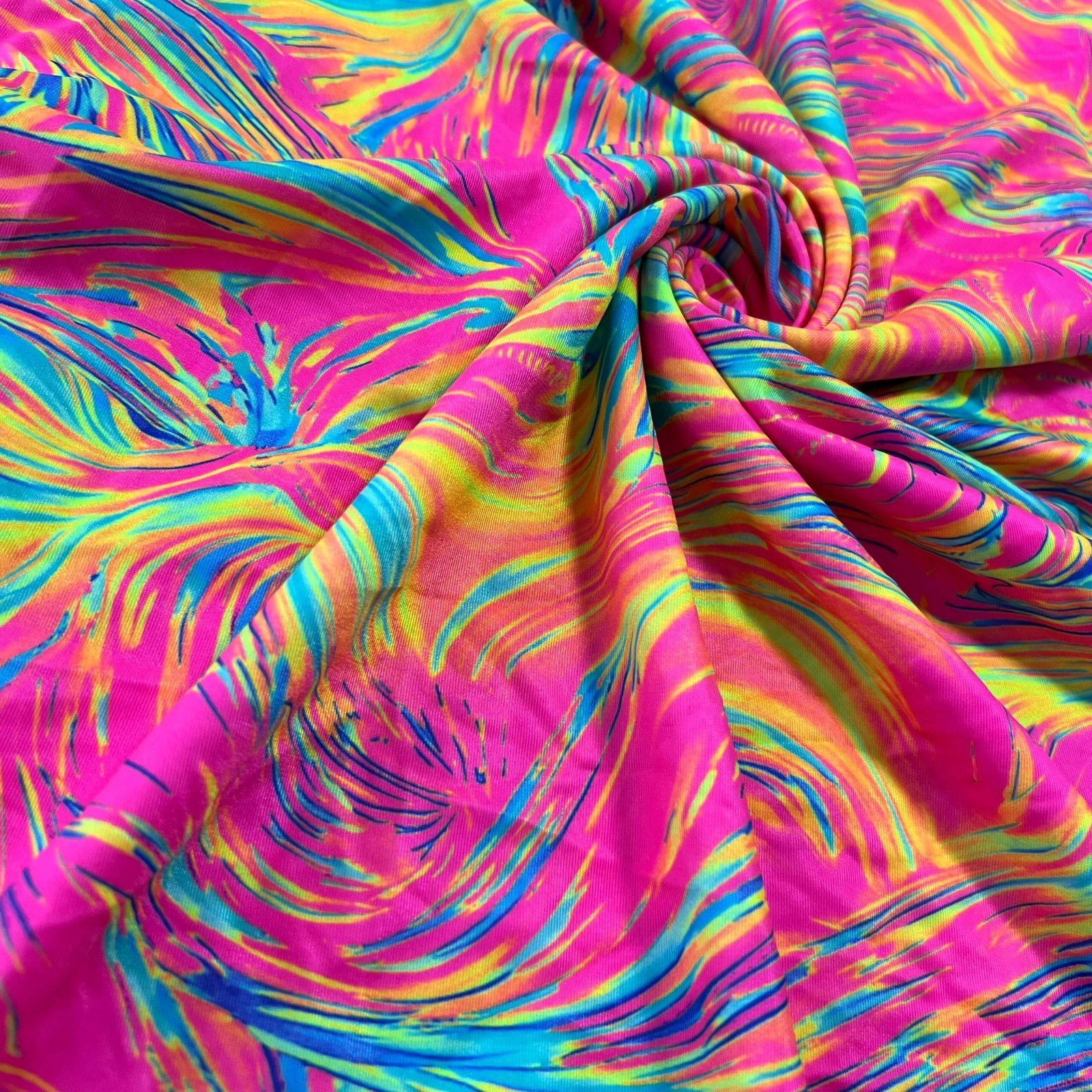 Abstract Psychedelic Pink Print Nylon Spandex Fabric Stretch by yard Swimsuit