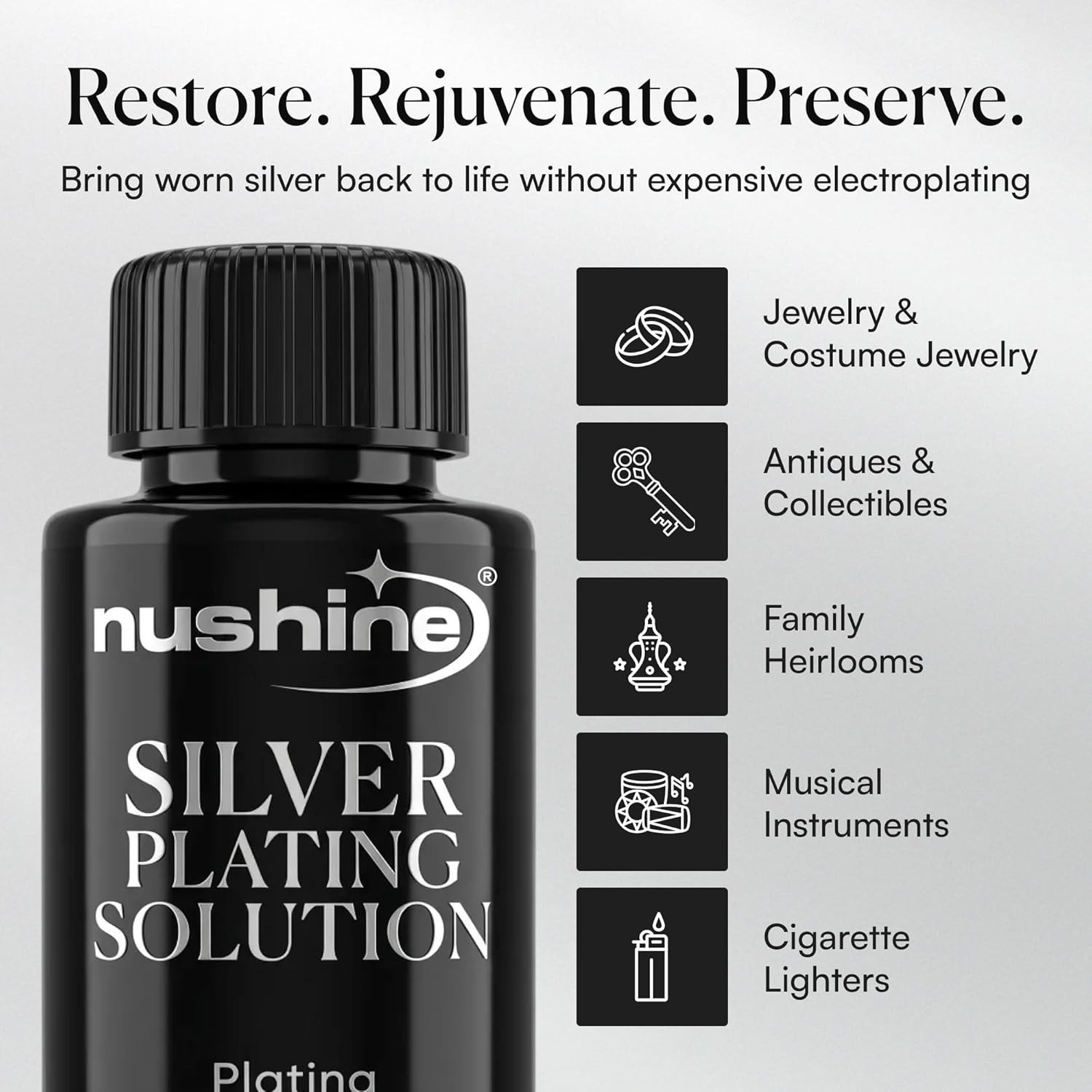 Silver Plating Solution 1.7 Oz – permanently plate PURE SLIVER onto worn silv…