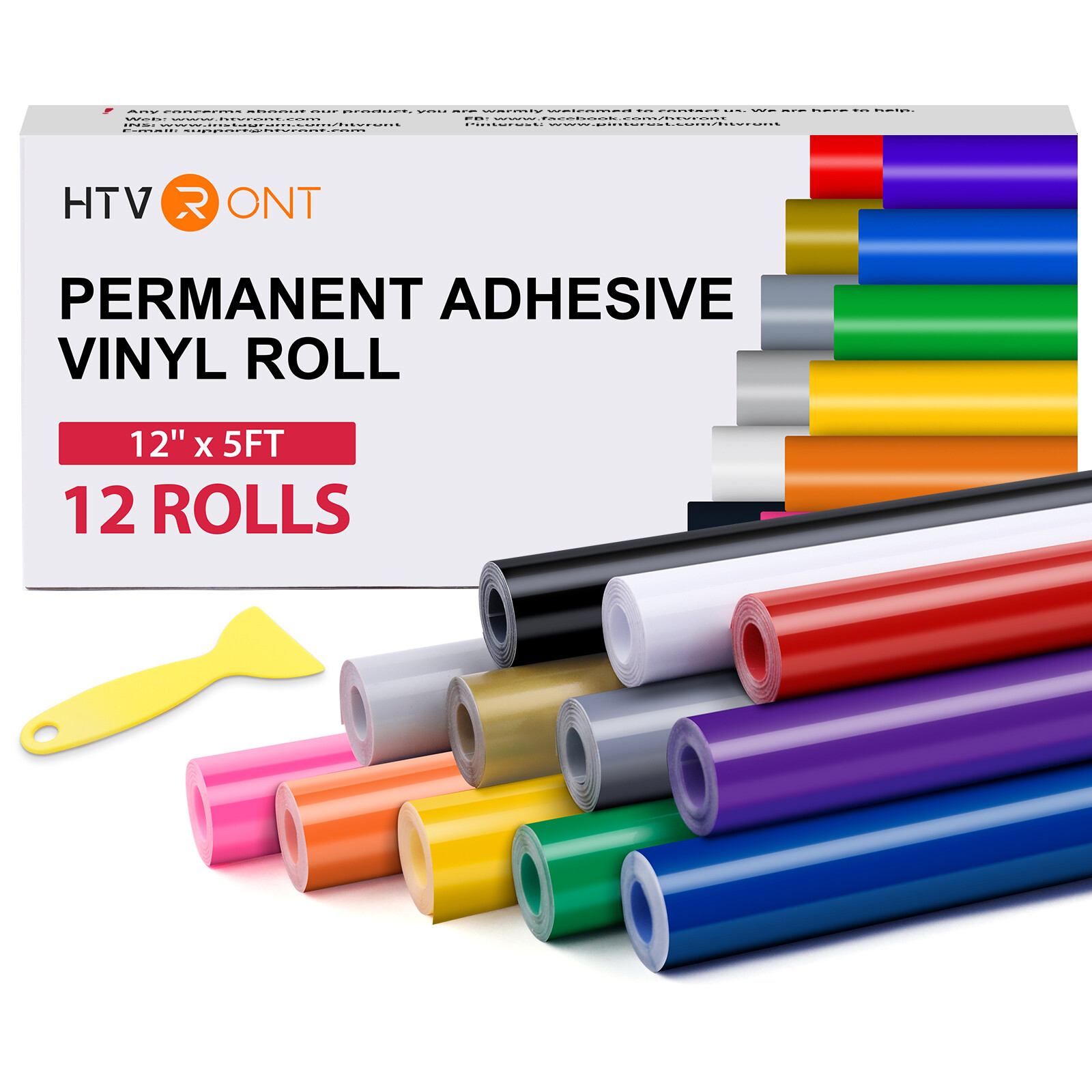 12x 12inx5ft Permanent Self Adhesive Vinyl Sign Making Bundle Rolls for Cricut