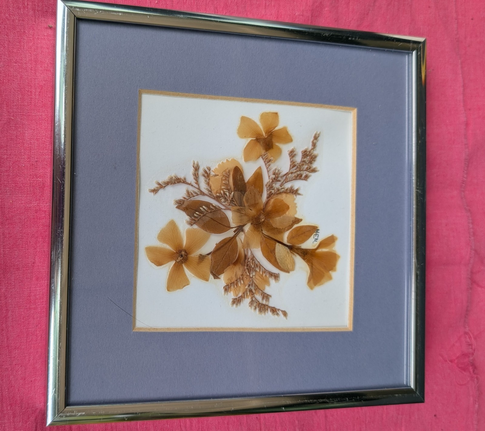 Framed Pressed Dried Flower Arrangement Artwork, Multiple Plant Parts