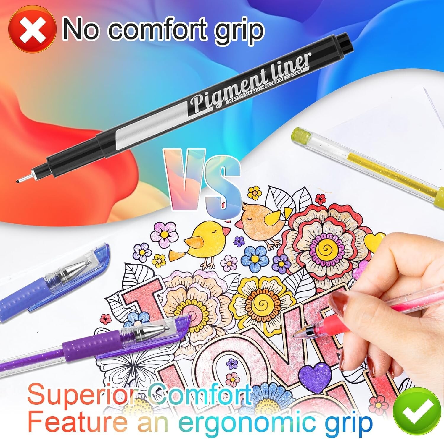 Aen Art Glitter Gel Pens for Adult Coloring Books 36 Colors Gel Marker Set Color