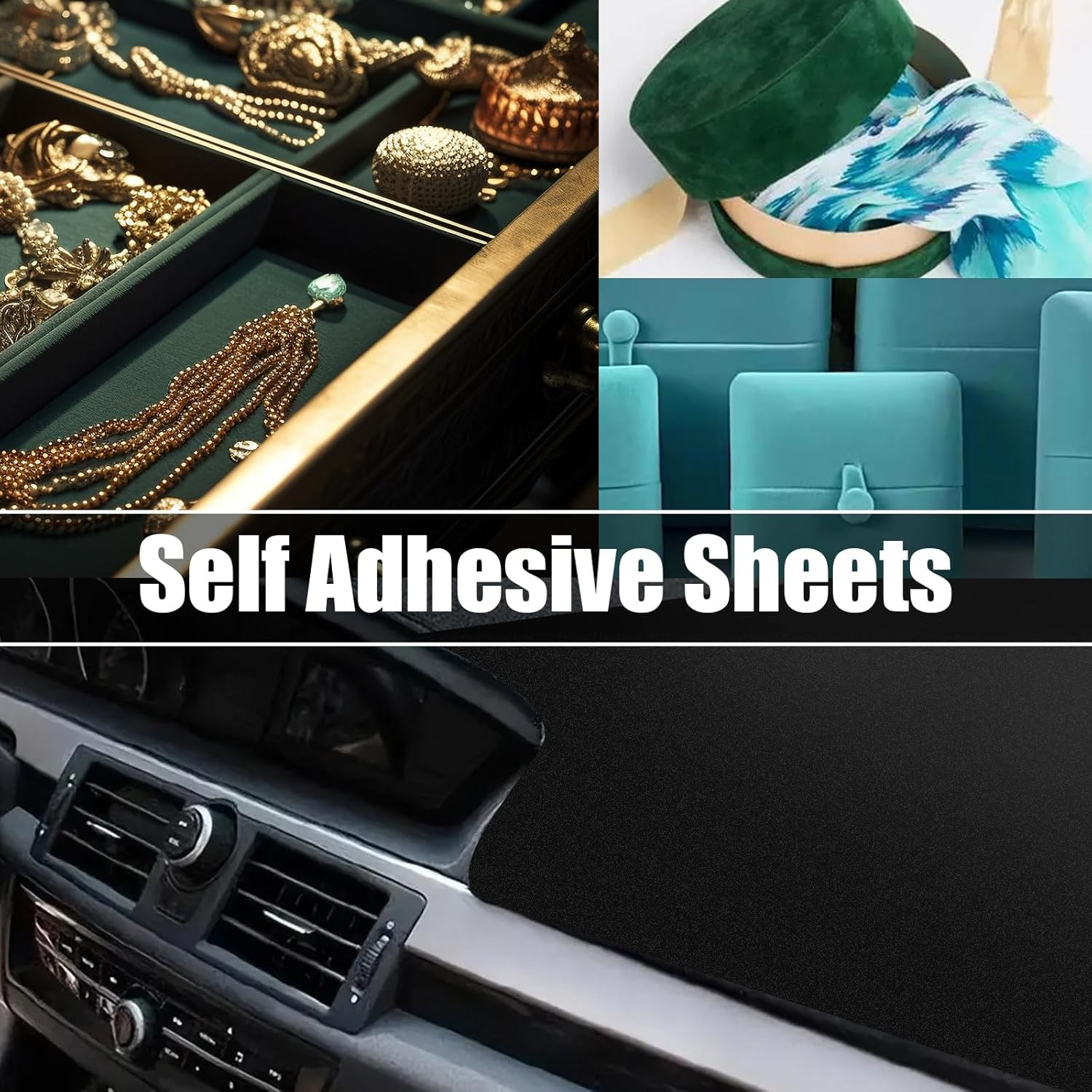 Self Adhesive Felt Sheets, Black Felt Sheet with Adhesive Backing, 14.6 x 39.4 I