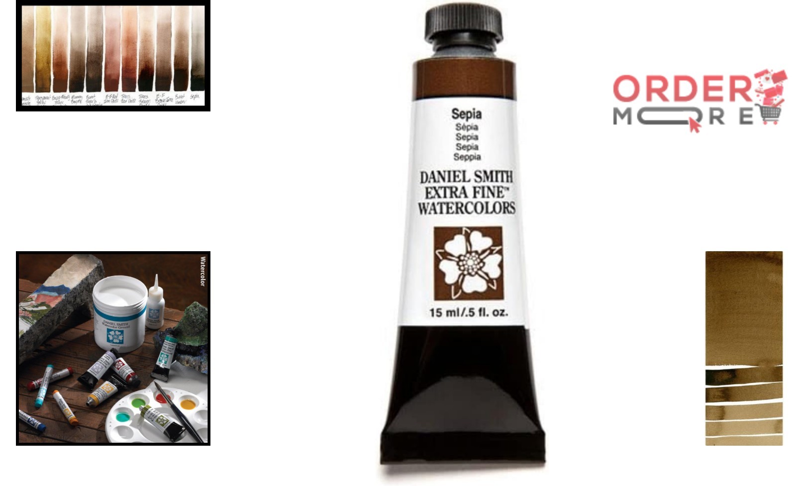 Watercolor Paint Tube Extra Fine Sepia 0.5 Fl Oz Arts and Crafts