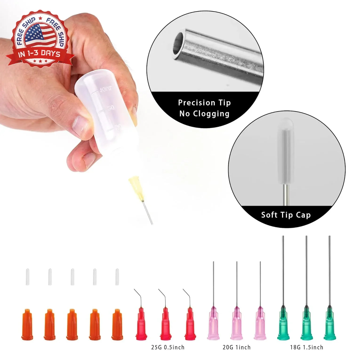 30ml Glue Bottles with Blunt Needle – Precision Tip Squeeze Applicator Dispenser