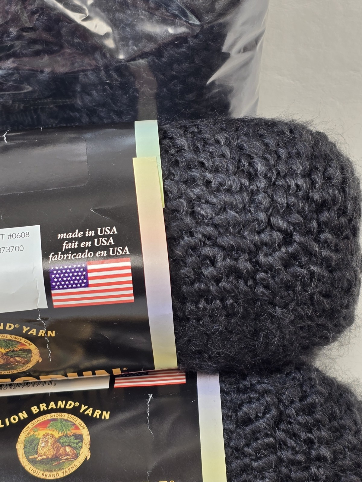 Lion Brand Homespun Yarn Lot Of 3 Black 6 Oz Unused + Xtra 2.9oz