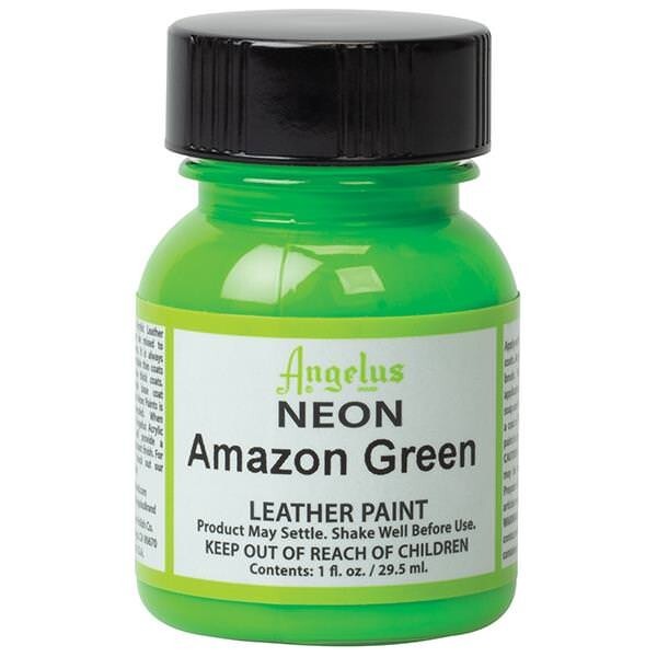 Angelus NEON Acrylic Leather Paint – 12 colors in 1 oz bottles w/Appl.