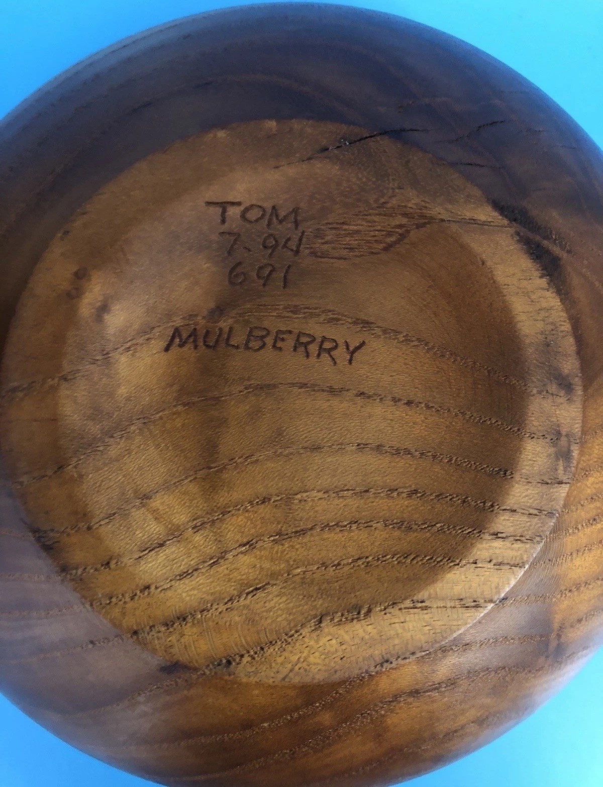 1994 Tom Mumper Mulberry Live Edge Hand-Turned Bowl Signed, Dated, #691
