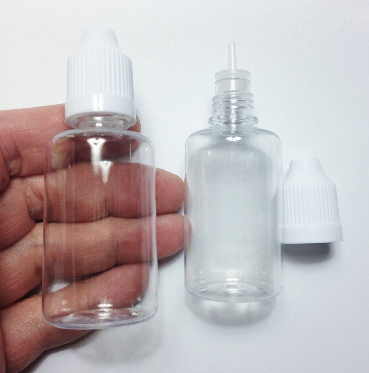 Morezmore M01093-White 2pc Squeeze Bottle Fine Tip Liquid Dropper 30ml Clear