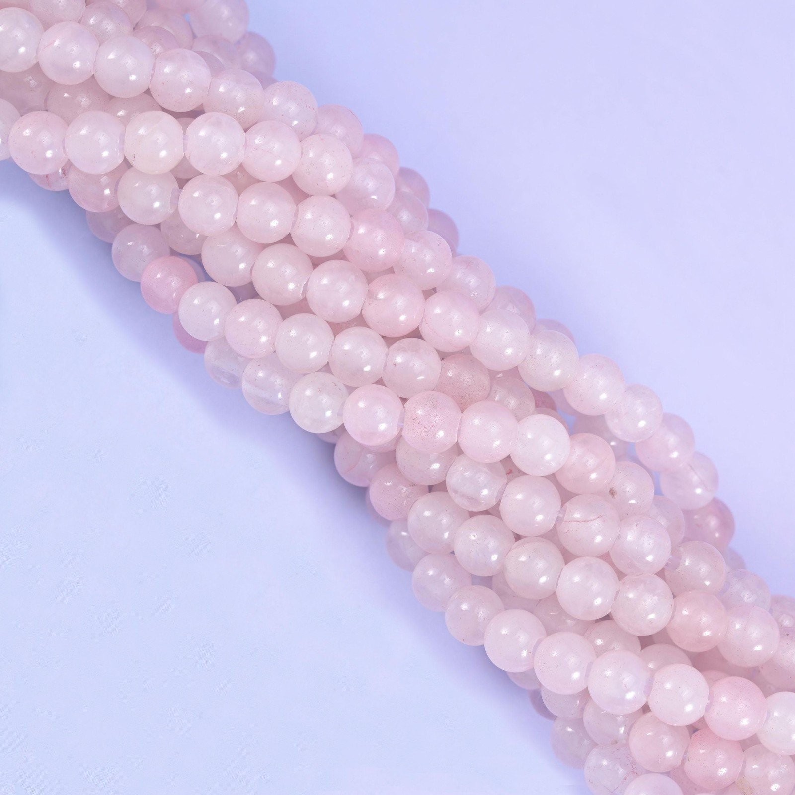 2mm Hole Rose Quartz Smooth Round Beads 6mm 8mm 10mm 8 Inch Strand