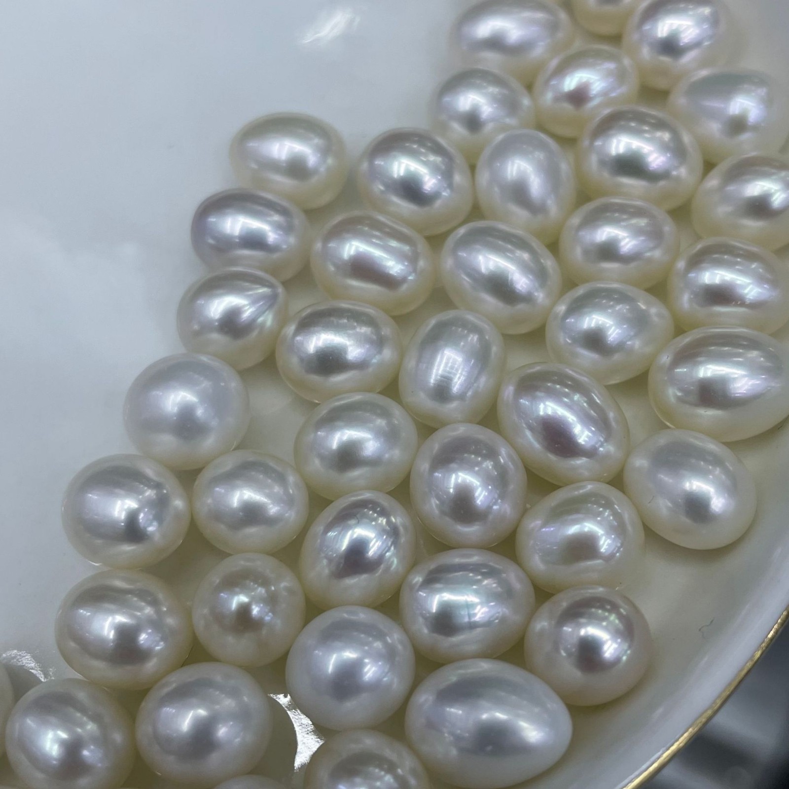 2 Pcs 12x9mm Natural South Sea White Pearl Half Drilled DIY Earrings Pendant