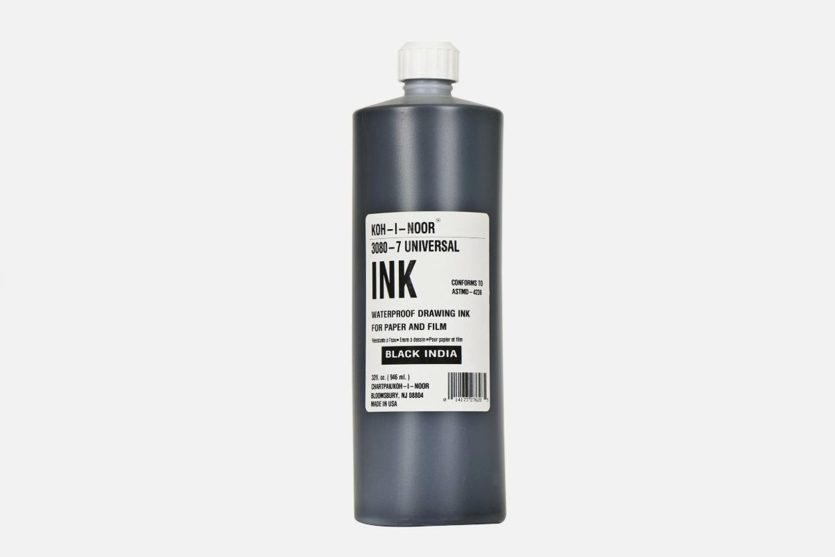 Koh-I-Noor Dye-Based Universal Drawing Ink 32 Oz. Bottle, Black