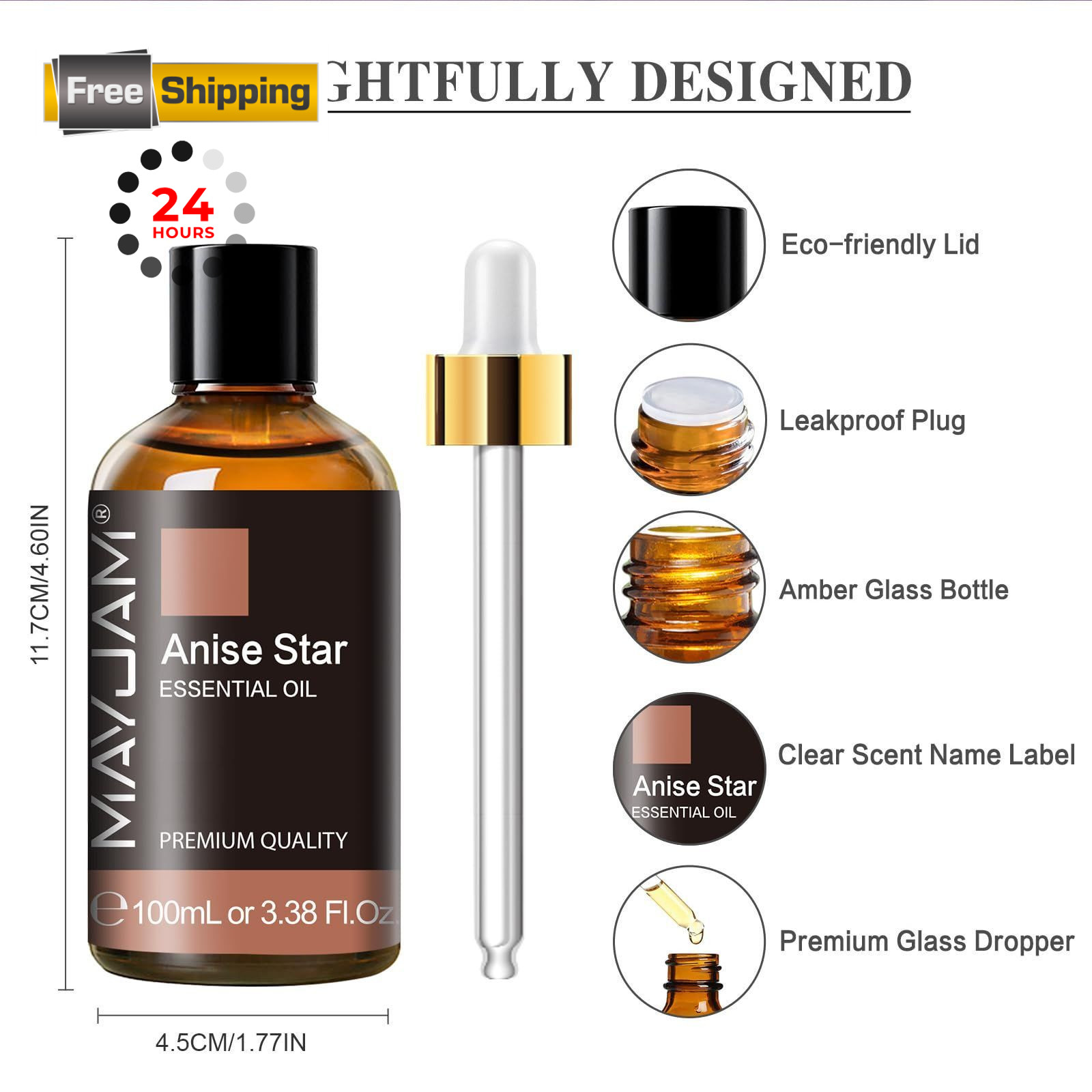 Anise Star Essential Oil, MAYJAM 3.38 Fl Oz (Pack of 1), Clear/Pale Yellow