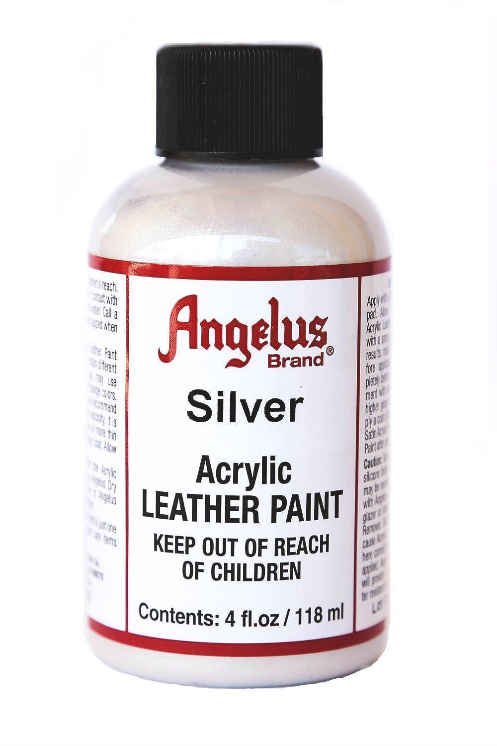 Angelus Brand Acrylic Leather Paint Waterproof Metallic Silver – 4.oz