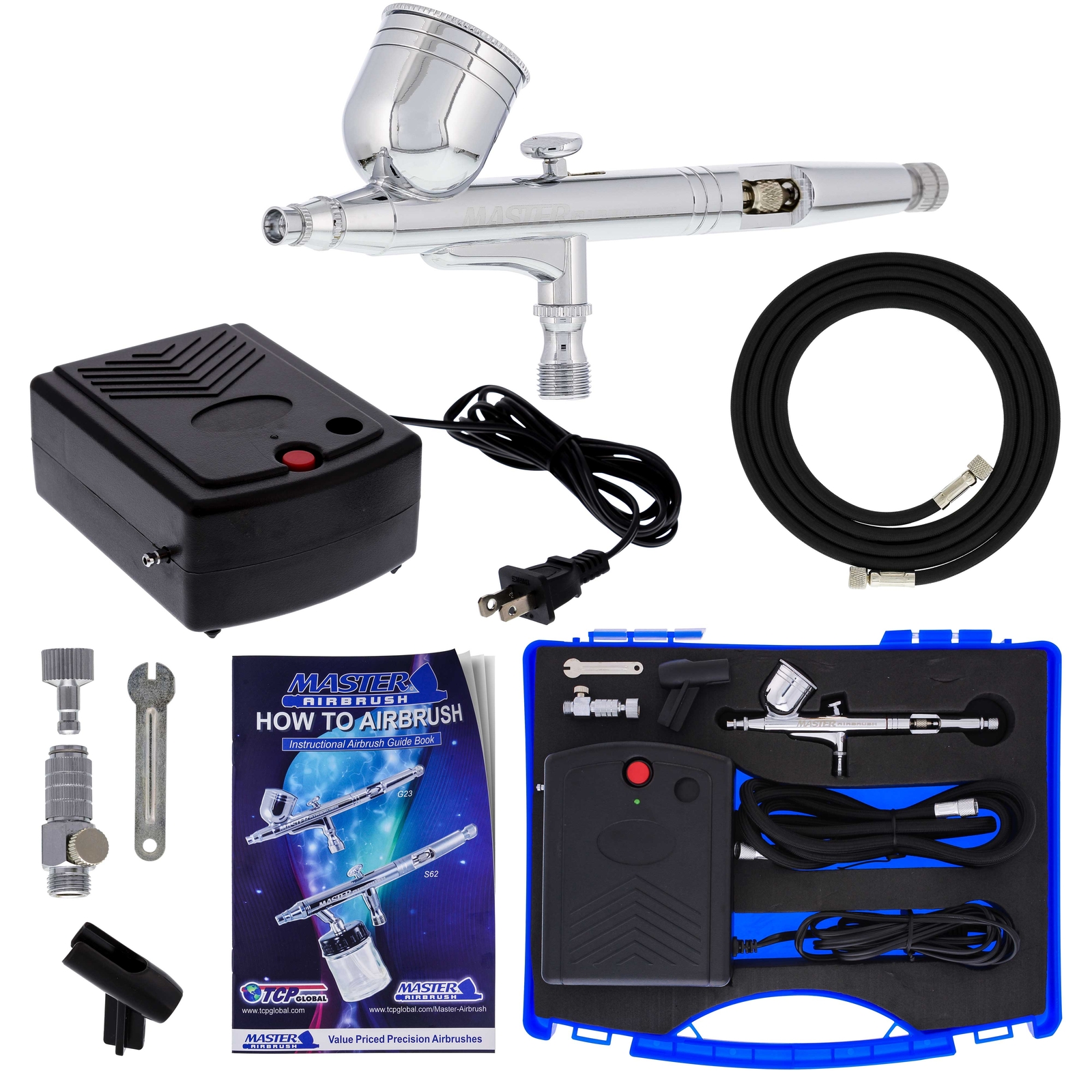 Master G23 Gravity Feed Airbrush Kit Mini Air Compressor, Hobby Craft Art Cake