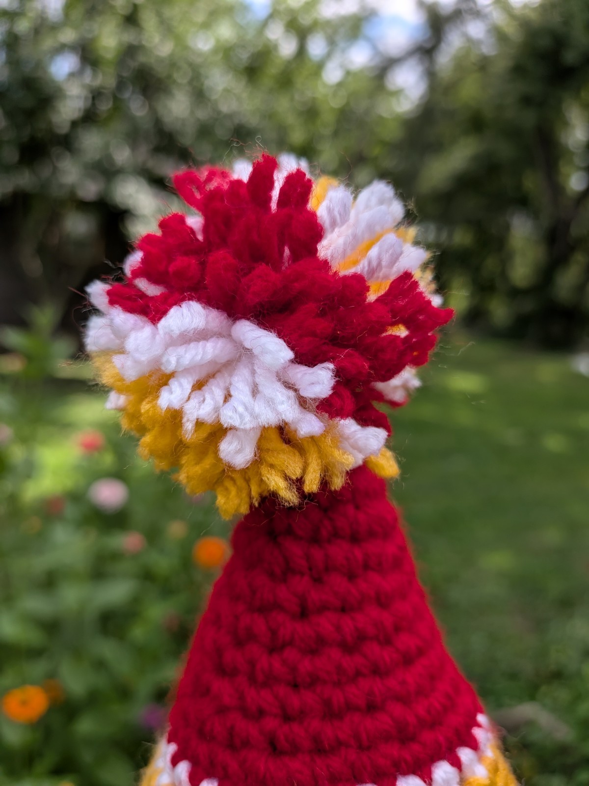 Crochet Football Gnome Handmade (Red and Yellow)