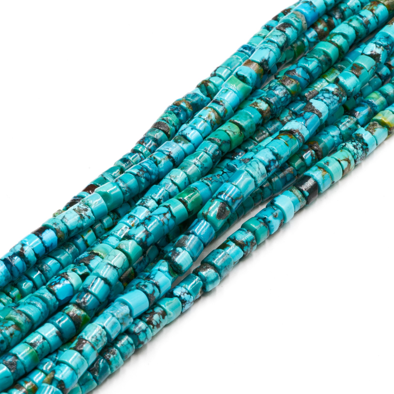 Natural Blue Turquoise Heishi Disk Beads Size 3-4 x 5-6mm 15.5” Strand