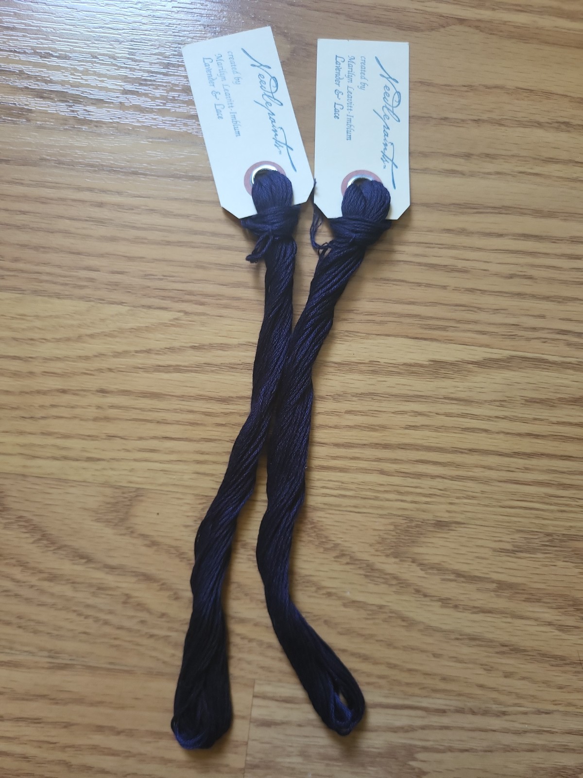 2 Skeins Needlepaints Lavender & Lace Cotton Embroidery Floss Navy Blue