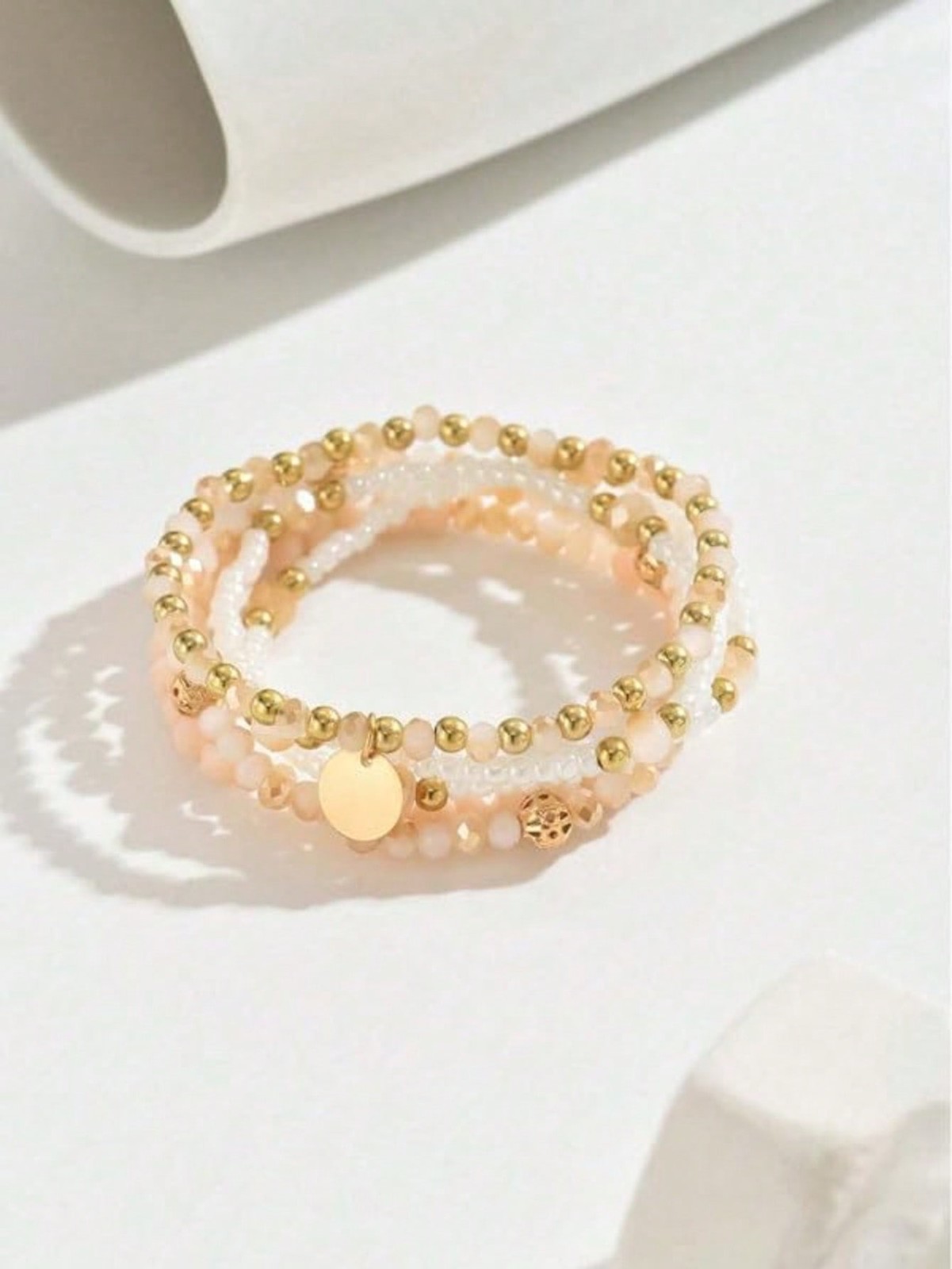 5pcs Bohemian Elegant Woven Elastic Glass Beaded Bracelets Set For Women