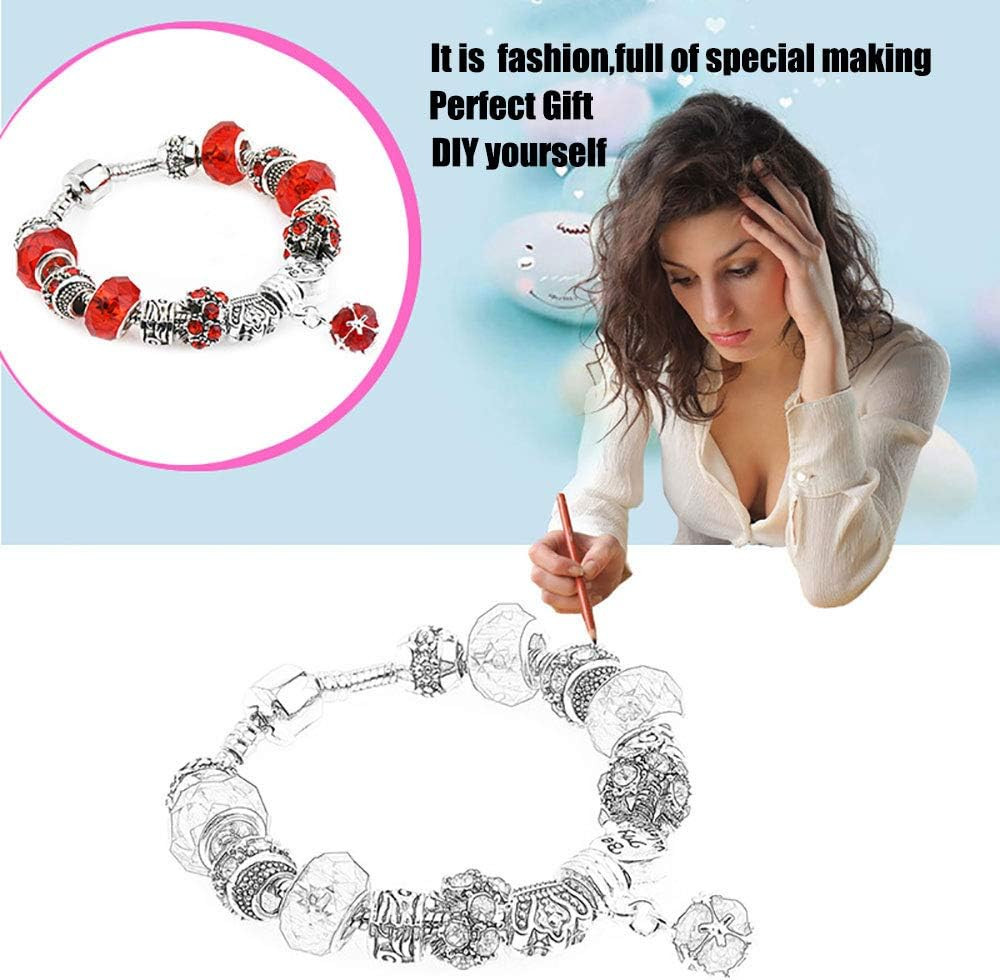 50pcs Assorted Pink Resin Imitation Glass European Large Hole Beads Rhinestone M