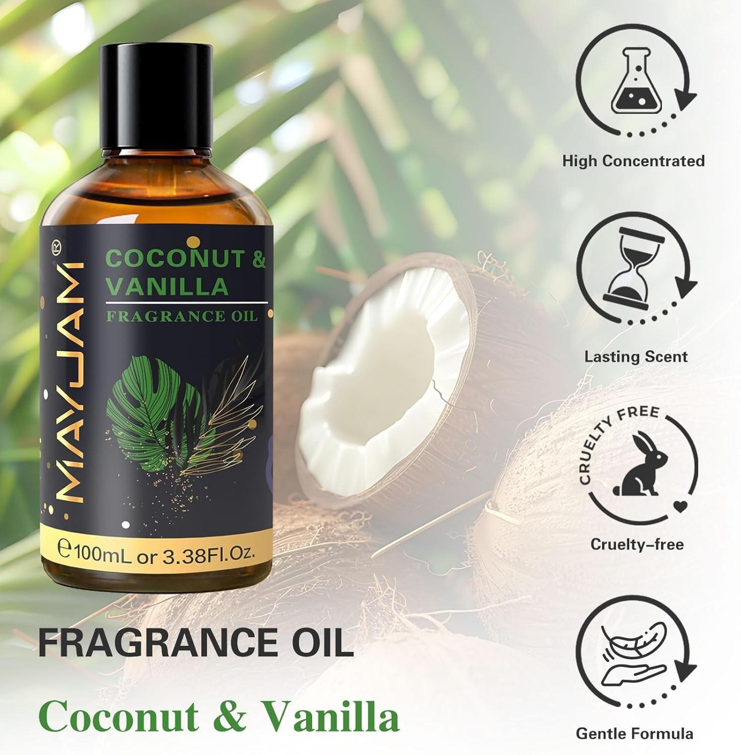 Long-Lasting Coconut Vanilla Fragrance Oil with Glass Dropper for DIY Projects