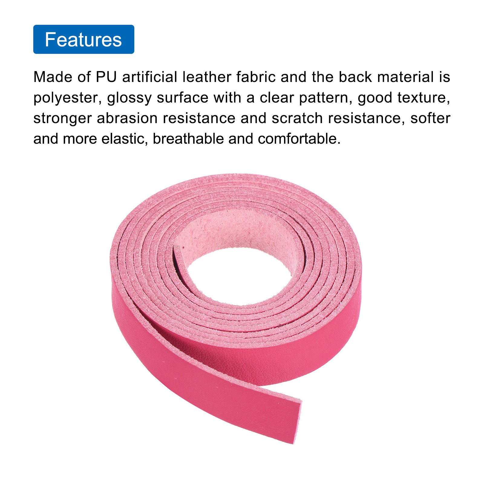 Leather Straps Strip Belt 1.2cm(0.5″ Width) Leather Strips Bright Pink