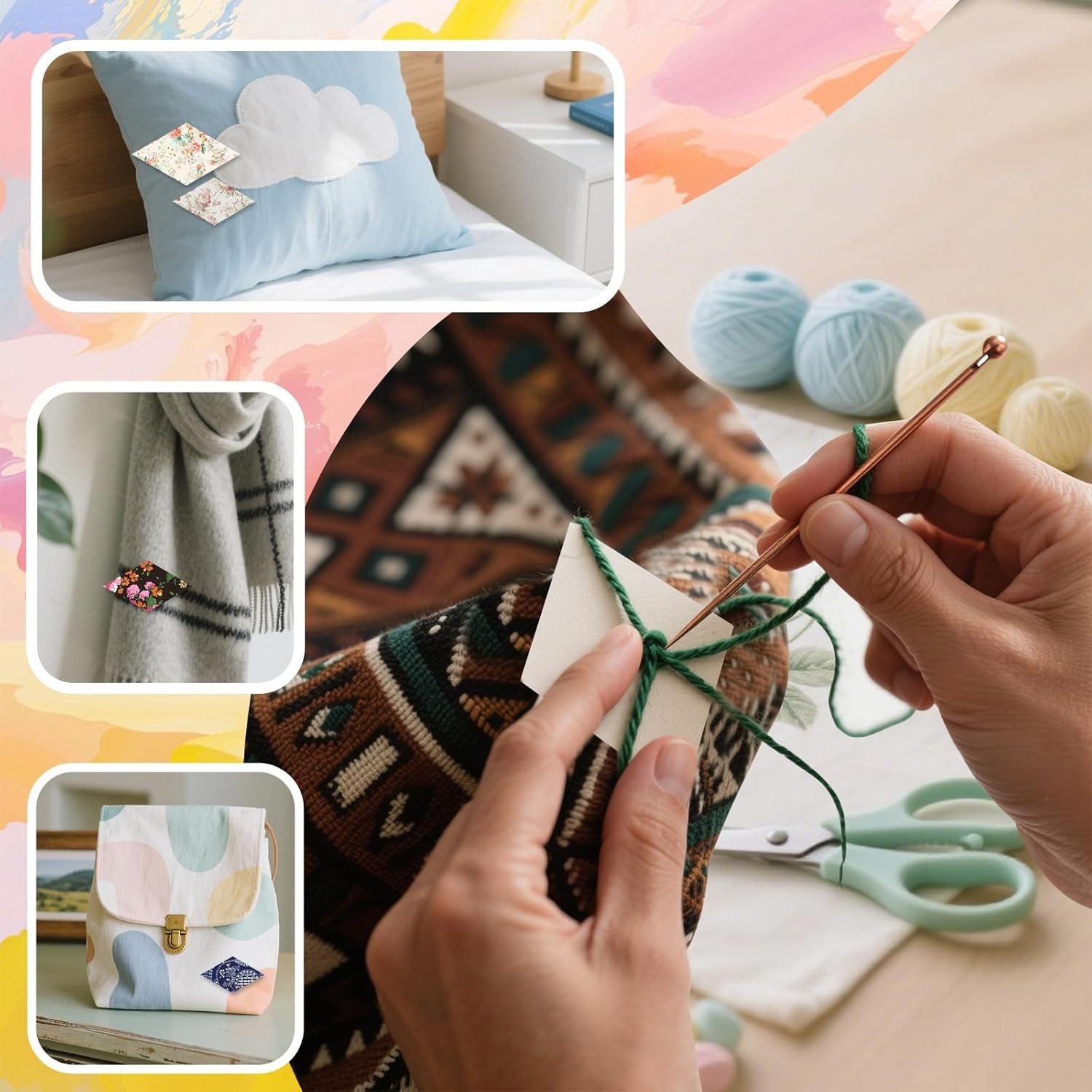 480pcs Paper Piecing Paper for Quilting Diamond 60 Degrees (1″, 1.5″ and 2″ Quil