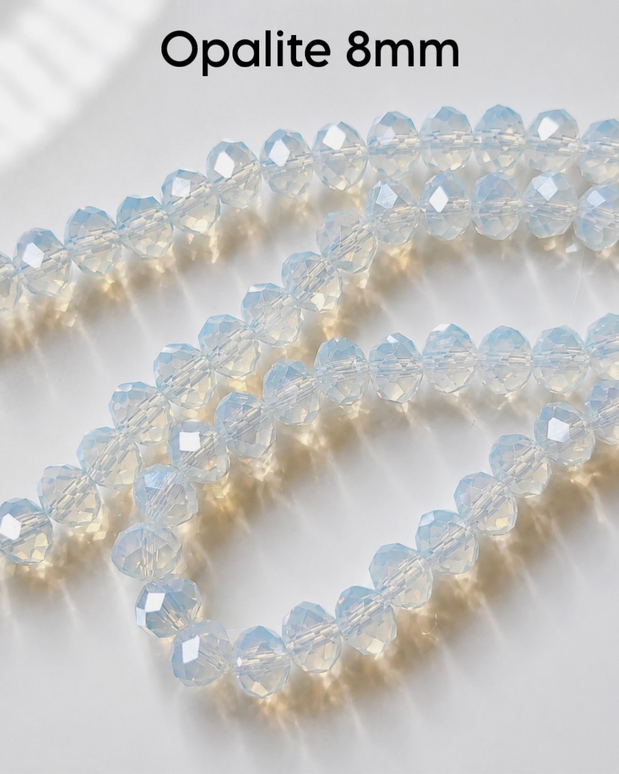 8mm Faceted Glass Rondelle Beads, 15 Inch Strand, Sparkly Crystal Beads, Jewelry