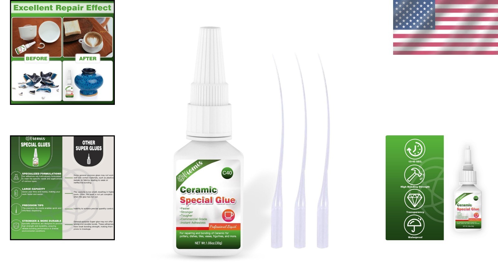 30ml High Viscosity Ceramic Glue – Waterproof Instant Repair for Dishes & Crafts