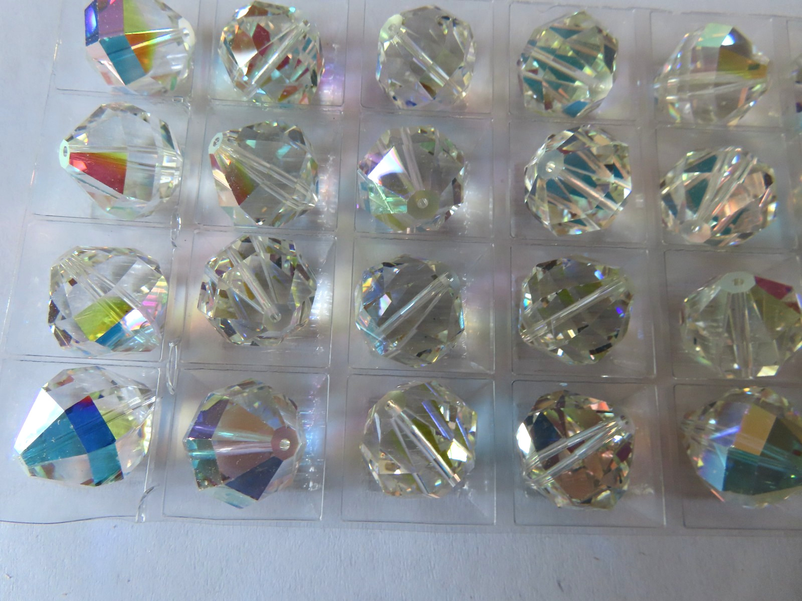 Factory Box 24 Vintage Swarovski XL Geometric Crystal Beads 16mm Crystal AB #346