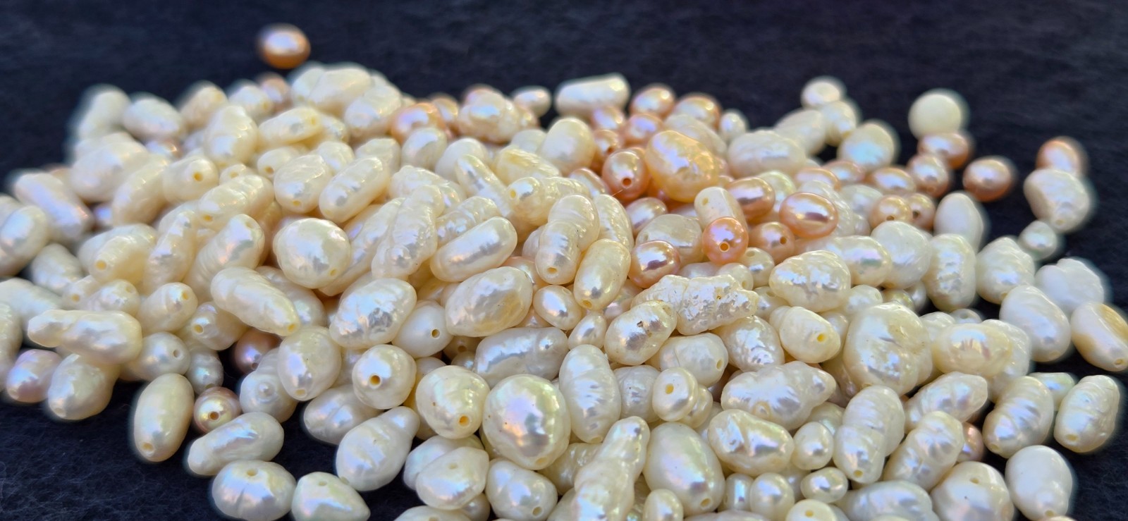 Vtg Lot of 50 Gram Genuine Freshwater Pink Biwa Natural Pearl Rice Baroque Beads