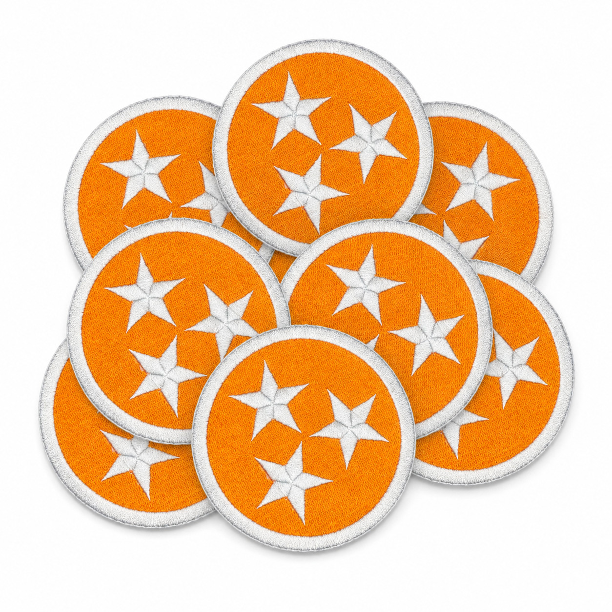 Tennessee Tri-Star Patch – 3.5in Iron-On Orange Applique for Jackets/Hats