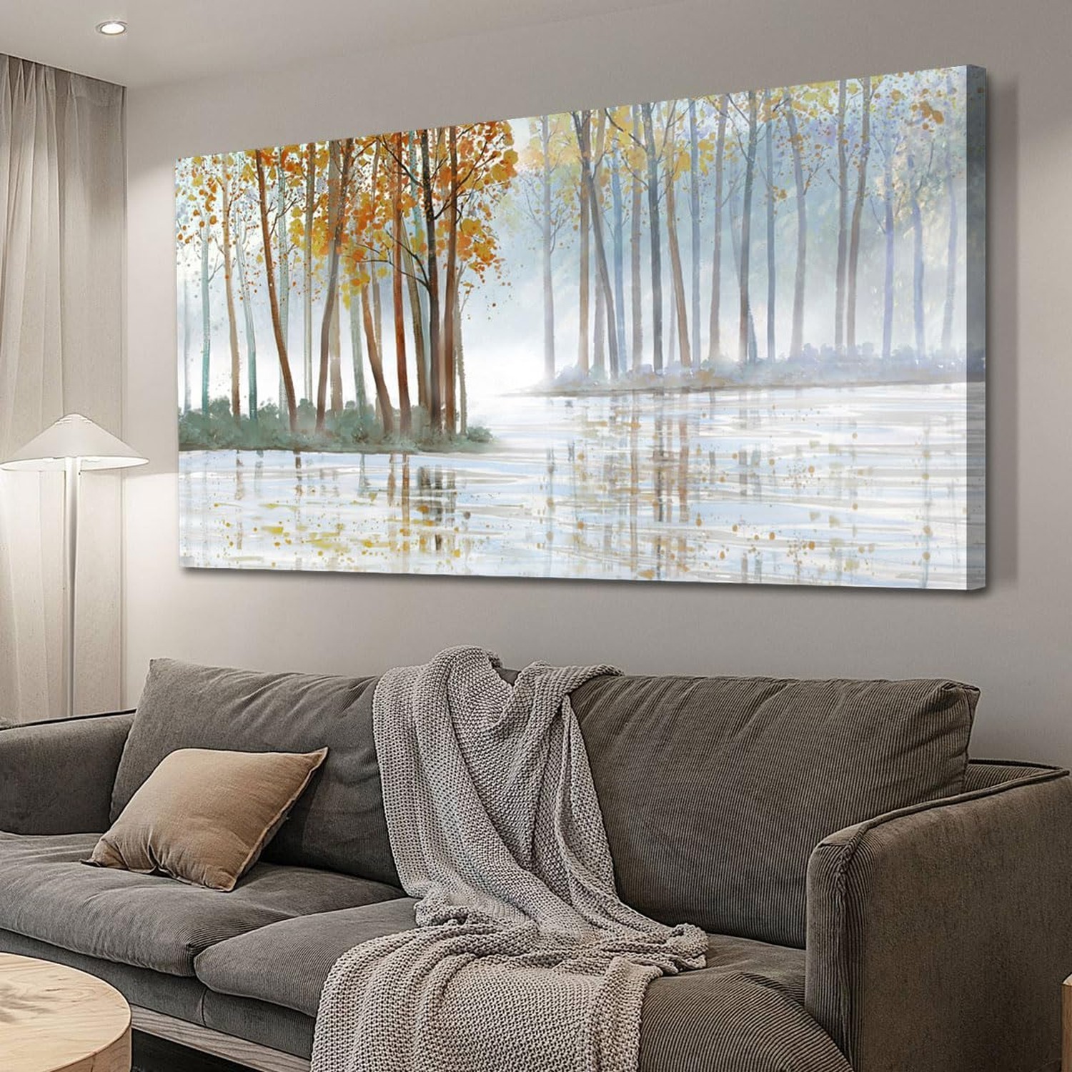 Arjun Birch Trees Wall Art Canvas Forest Landscape Picture Painting, Nature M…