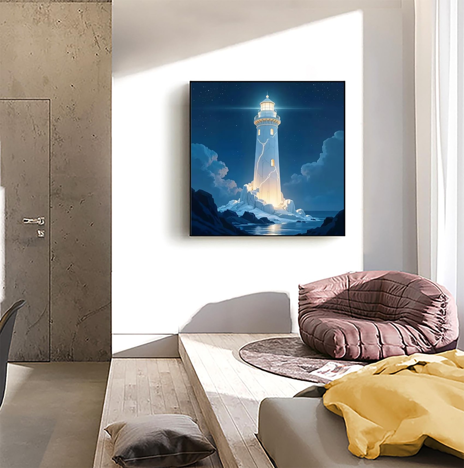5D Lighthouse Sea Diamond Painting Kits for Adults Beginner,DIY Diamond Art Kits