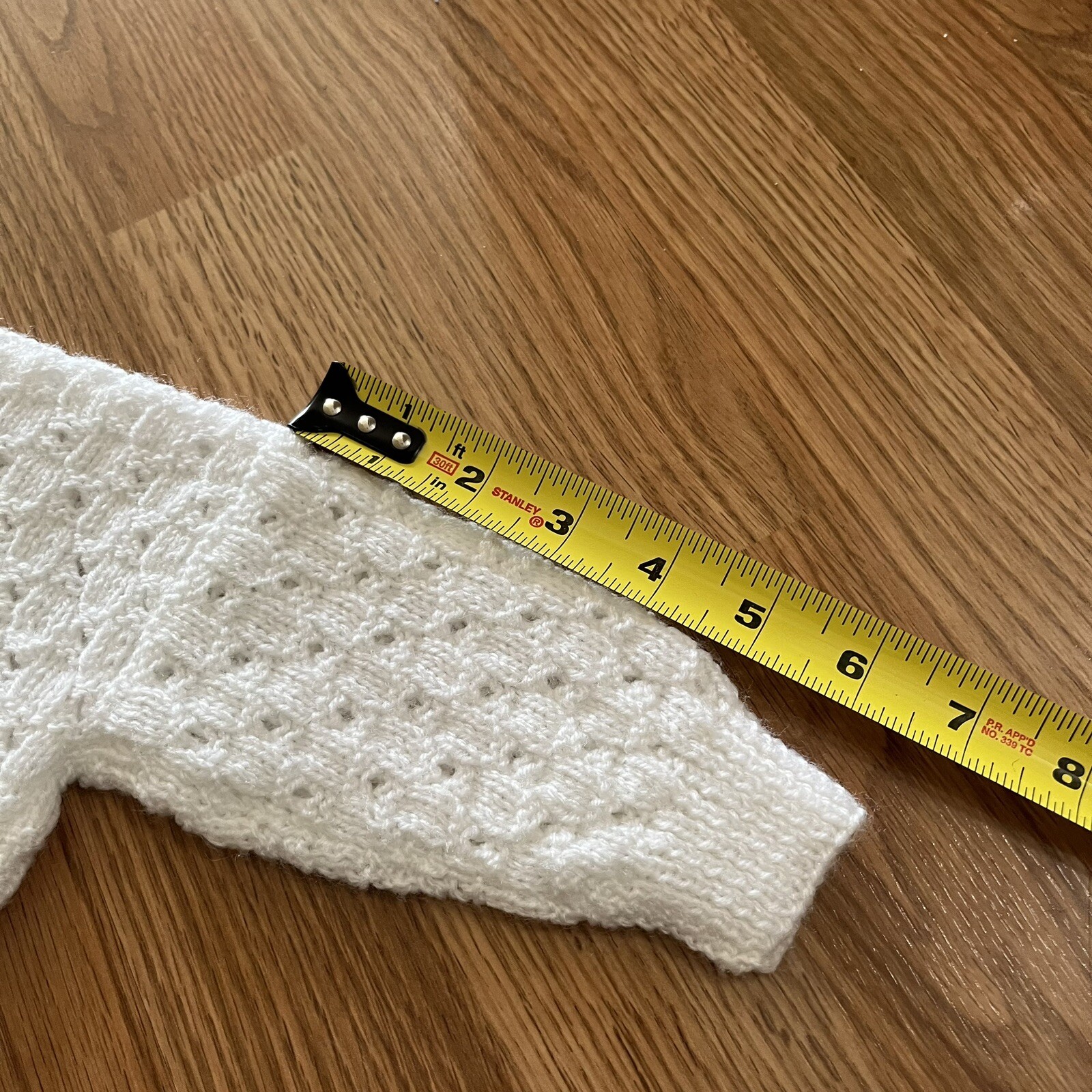 Hand Knitted Baby Sweater White Unisex 3/6 Months Approx