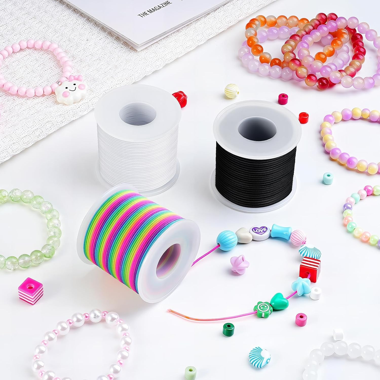 4× Stretchy String for Bracelets Sturdy Elastic Cord DIY Jewelry Making 1 mm USA