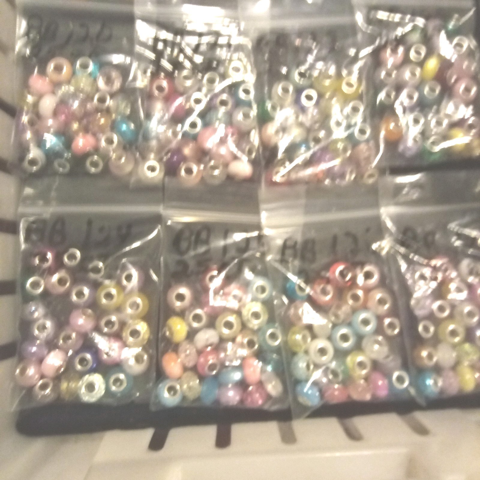 Large Hole European Beads Multi-Colors Silver lined. Item # A112 (25 count)