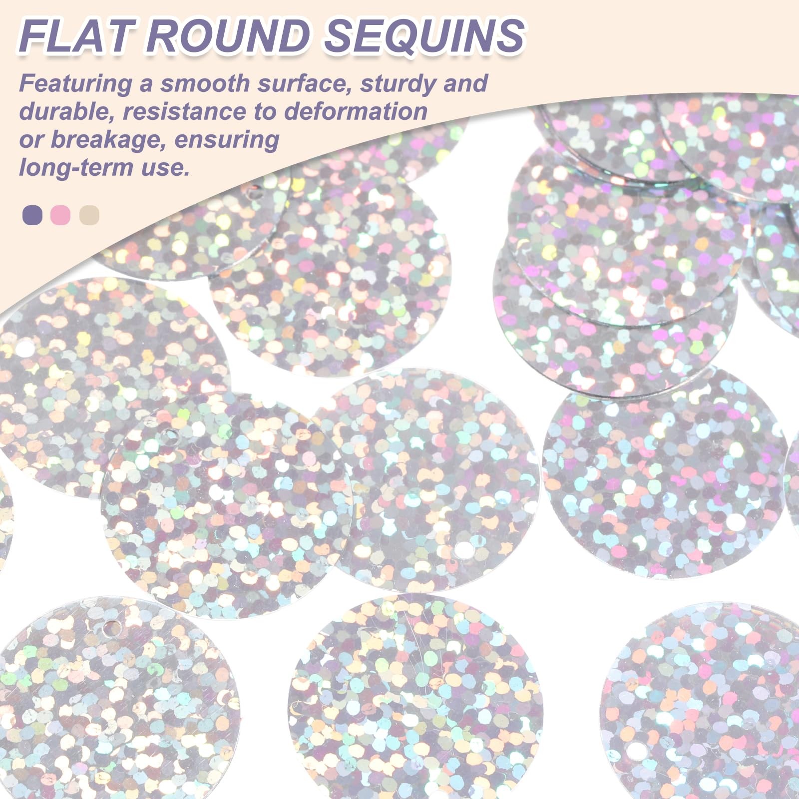 MECCANIXITY 700 Pcs Flat Round Sequins 15mm/0.6 Inch Loose Laser Silver