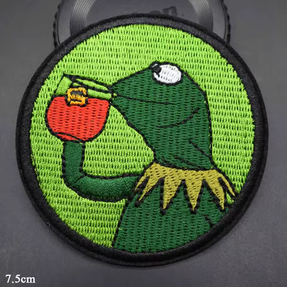 Kermit The Frog Drinking Tea None Of My Business Meme Embroidered Iron on Patch
