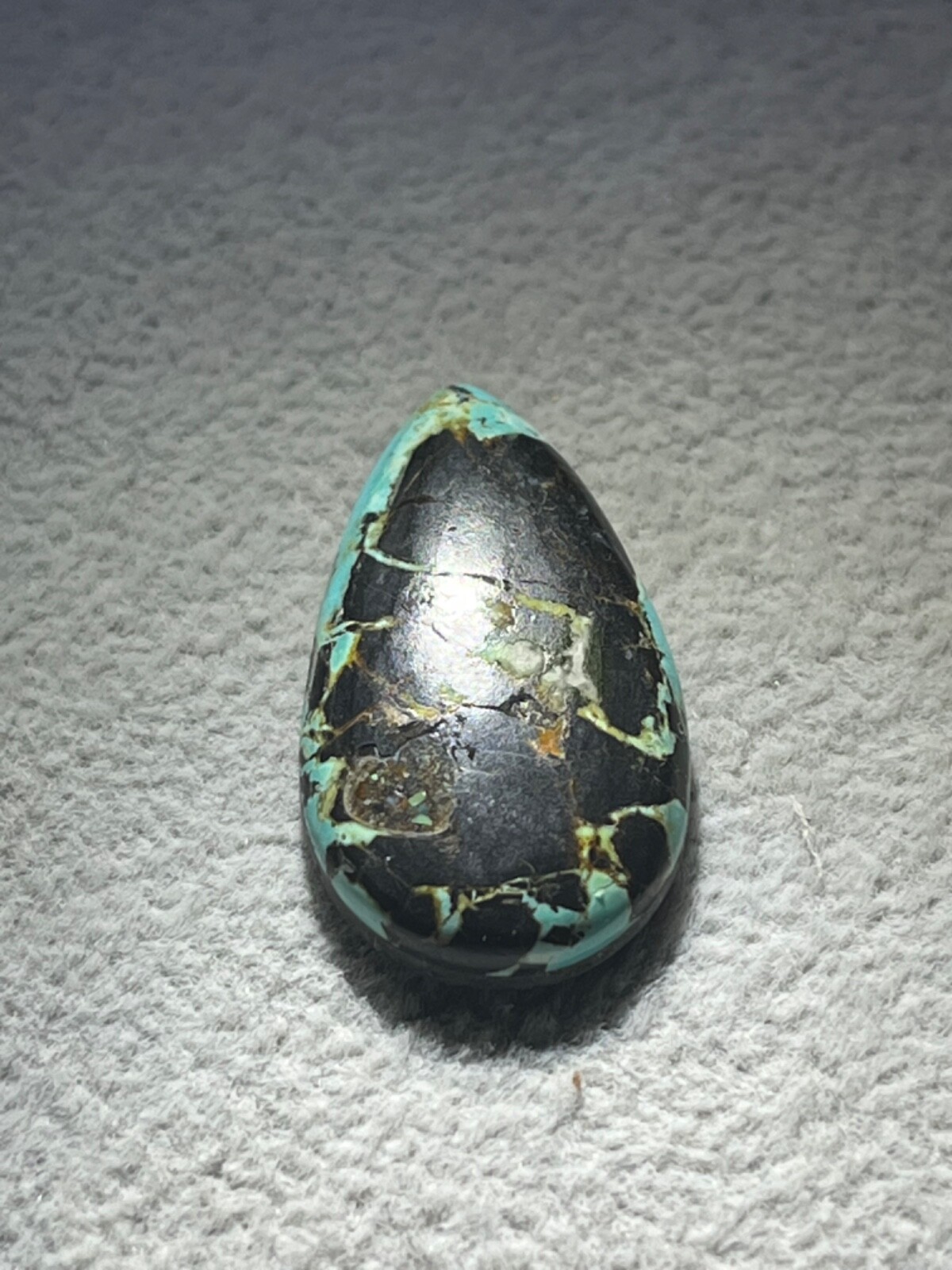 Blue Moon Turquoise 17 ctw Pear tear drop Cabochon. Tonopah, Nevada USA mined