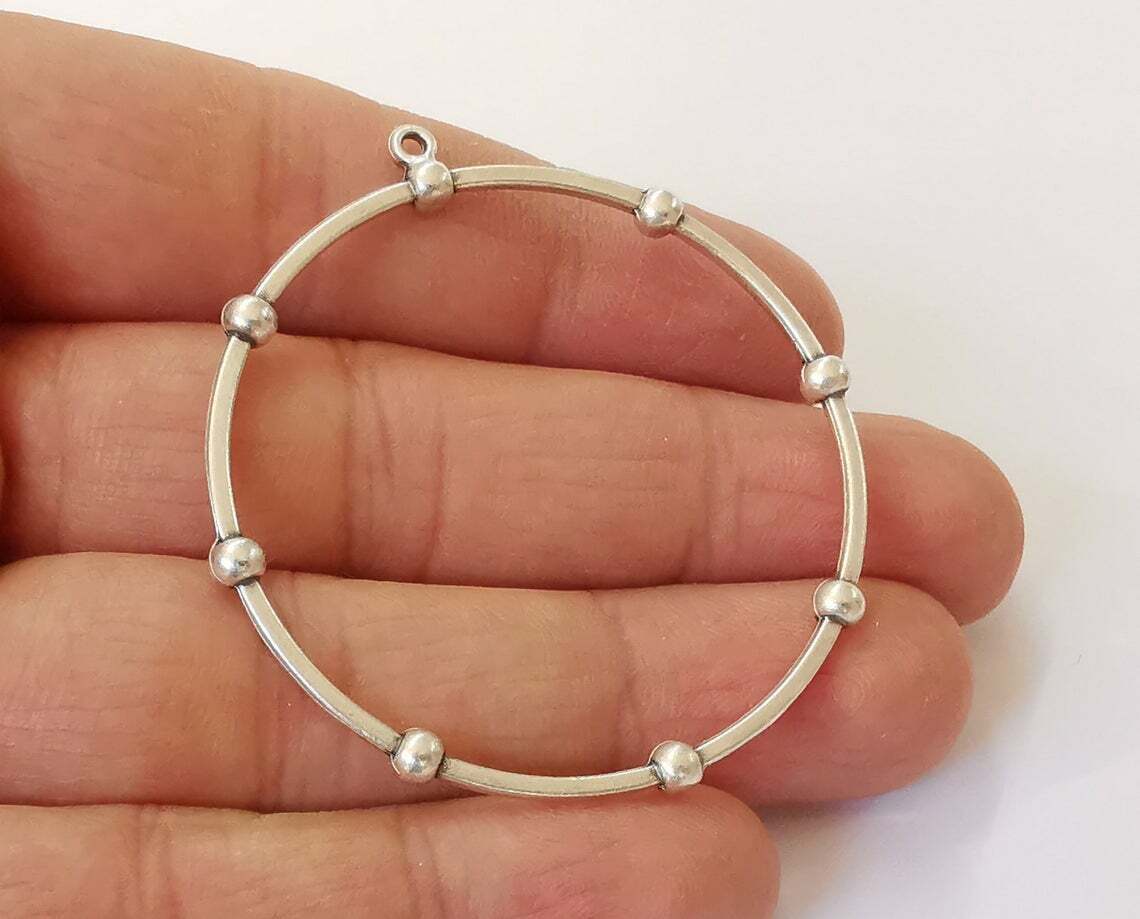 Circle Hoop Findings Charms Antique Silver Plated jewelry Accessories G24600