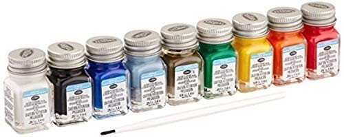 Acrylic Paint Set 9 Colors 1/4 oz Bottles Brush Wood Plastic Metal Canvas Non