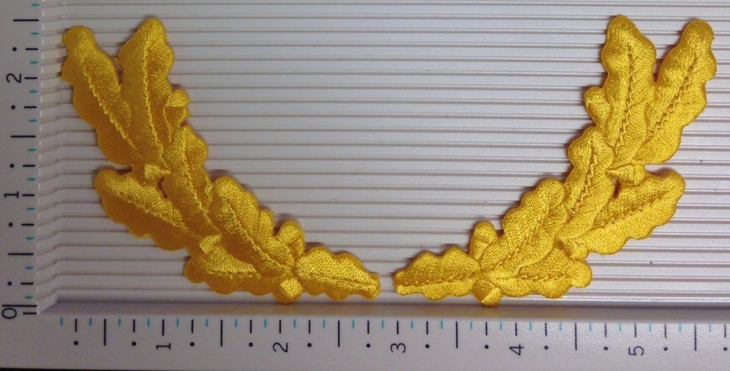 Yellow Gold Scrambled Eggs, Military Uniform, Oak Leaf, Iron on Patch