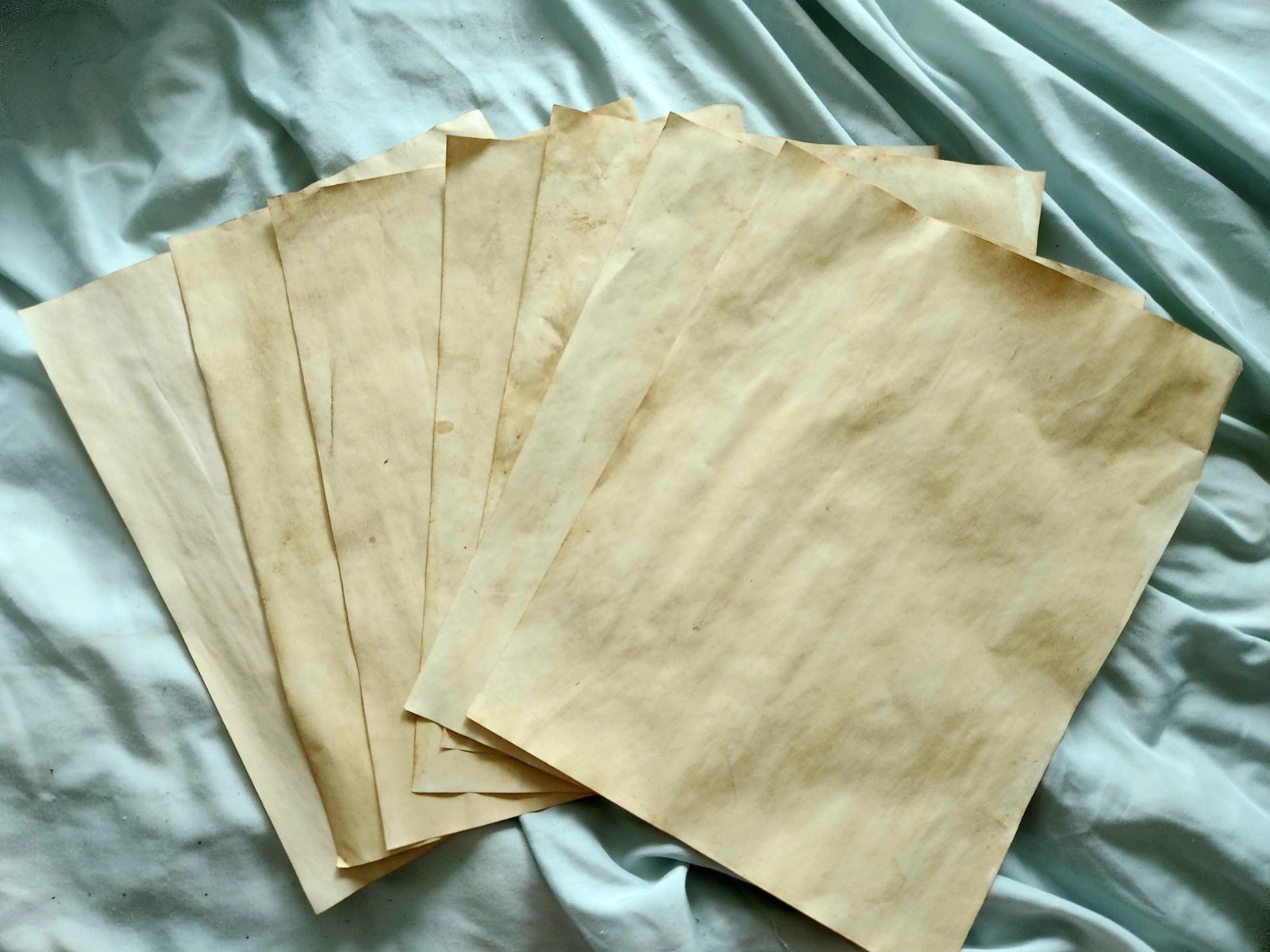 10 sheet bundles of tea stained paper, hand dyed, aged, junk journal, stationary