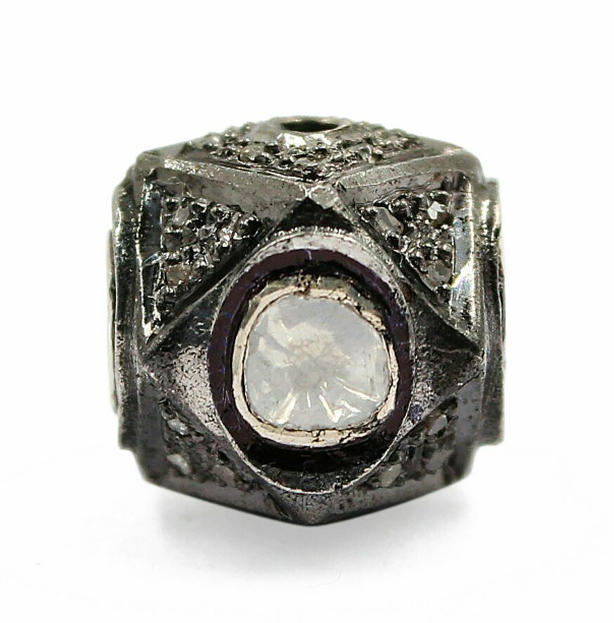 Pave Diamond 13mm Ball Beads 925 Silver Diamond Jewelry Findings Beads.