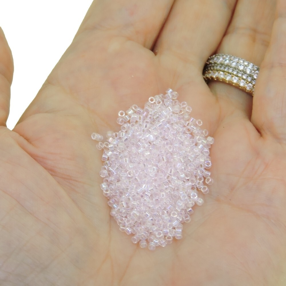 DB082 Miyuki Delica Seed Beads, Size 11/0 Light Pink Lined Crystal AB 7GM Tube