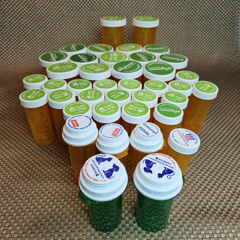 Empty RX Bottles 40 Crafting Storage Fishing Various Sizes Amber Green