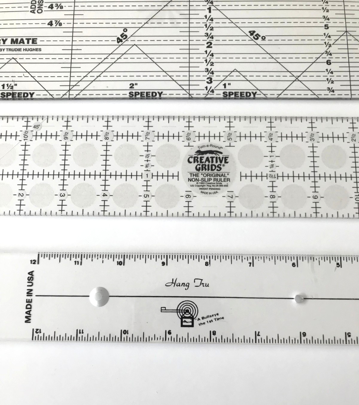 LOT of 5 Quilting Rulers OLFA, Dritz, Hang Tree Creative Grids, Rotary Mate